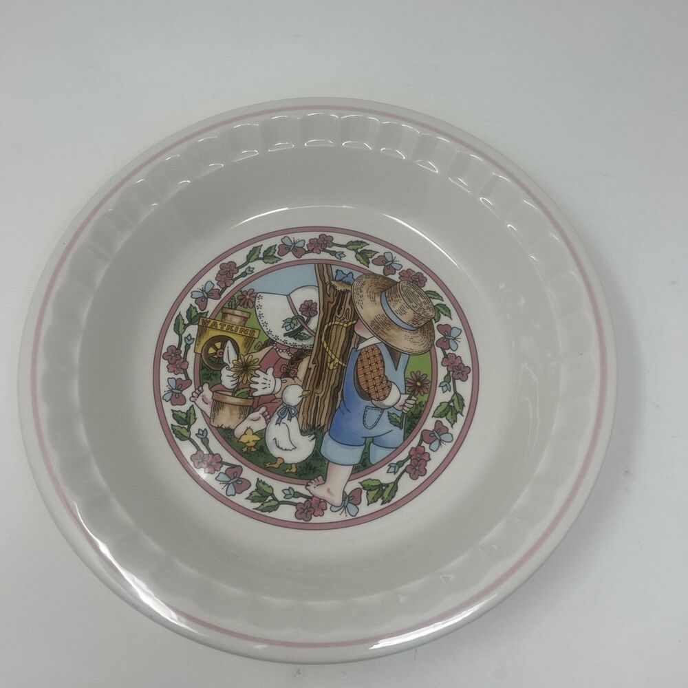 Watkins COUNTRY KIDS Recipe Pie Plate Spring Brunch Ham & Cheese Pie 1989 READ